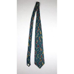 GREEN 100% SILK GOLF THEMED MEN'S NECK TIE-  RESILIO - GOLF BAG CLUBS